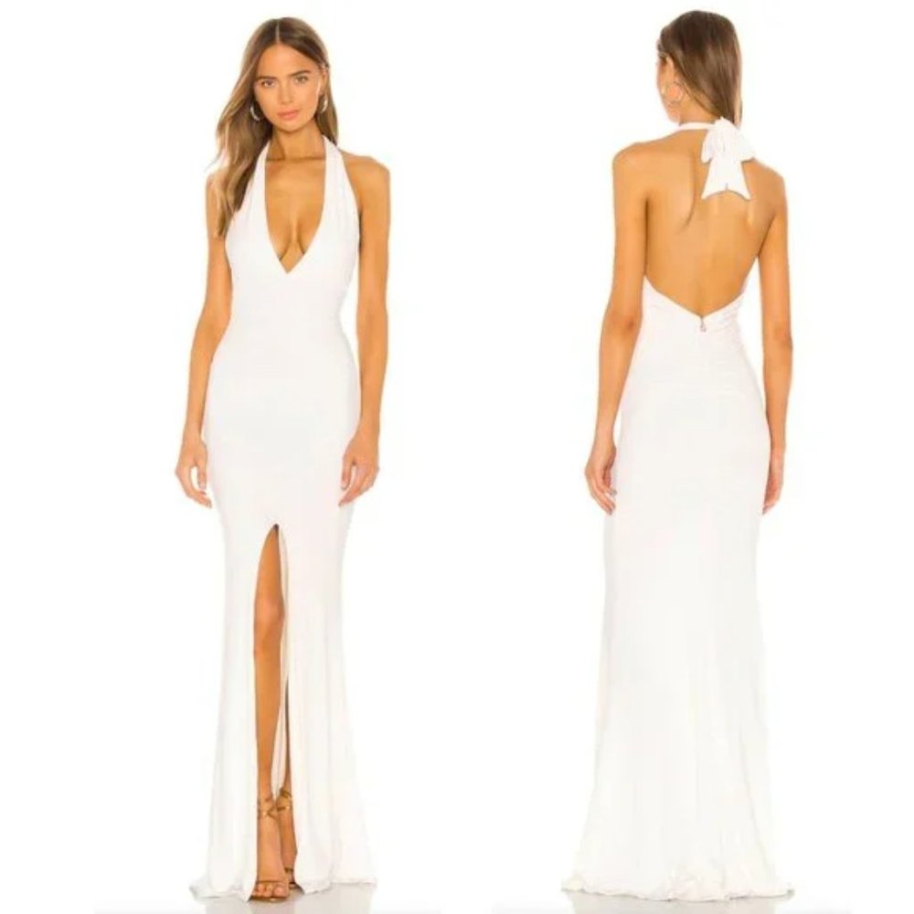 x REVOLVE Illegal Halter Gown in White Nookie NWT